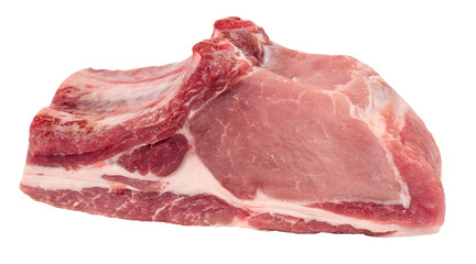 Raw pork steak on the bone isolated on white background