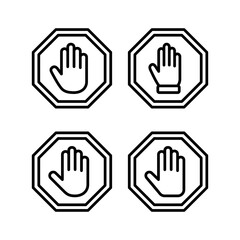 Stop icon vector illustration. stop road sign. hand stop sign and symbol. Do not enter stop red sign with hand