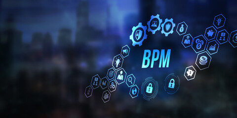 Internet, business, Technology and network concept. BPM Business process management system technology concept. 3d illustration