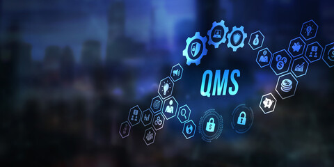 Internet, business, Technology and network concept. Quality management system business and industrial technology concept. QMS. 3d illustration