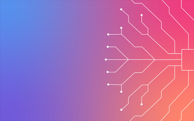 Colored background with drawing of an electronic circuit to represent digital technology and artificial intelligence