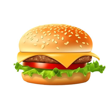 hamburger isolated on white, created with Generative AI Technology