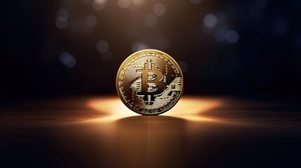Single Bitcoin Coin Golden Shine Luxurious Cryptocurrency Generative AI