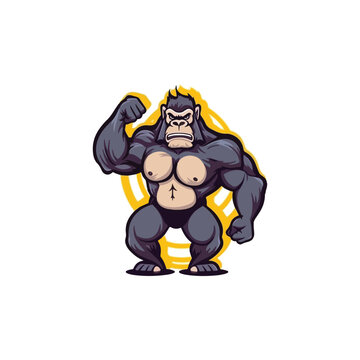 Premium Vector  Fitness gorilla vector illustration gym mascot