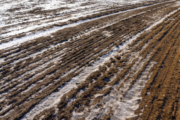 agricultural field for planting plants in winter