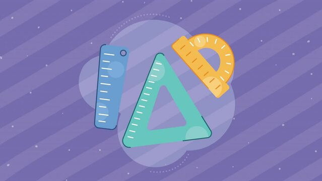 rules and protractor school supplies animation