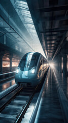 High-Speed Rail in Megacity - obrazy, fototapety, plakaty