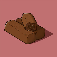 illustration chocolate cake filled with melted chocolate
