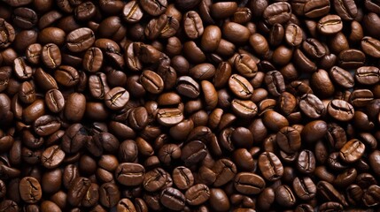 Obraz premium Roasted Fresh Brown Coffee Beans Background Aromatic Whole Bean Brew Generative AI