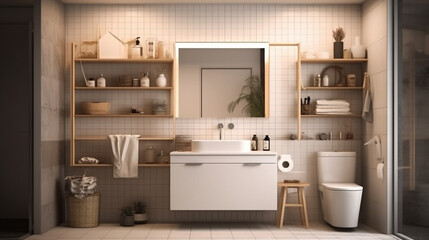 Naklejka na ściany i meble Bathroom interior design.generative ai