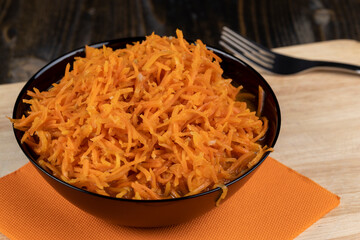 Orange carrots pickled with hot spices