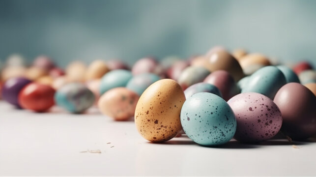Colorful easter eggs on a white background. generative ai