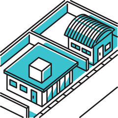 平屋の住宅と納屋が並んだ街の一角の風景