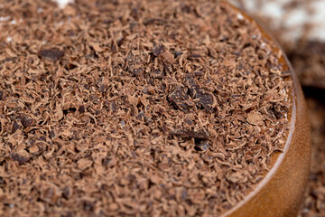 Creamy yogurt with chocolate close up