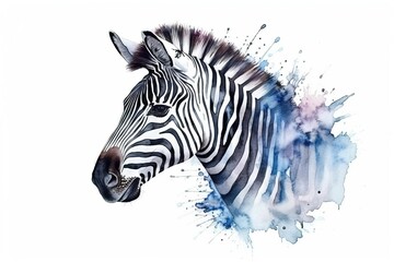 Fototapeta na wymiar Aquarelle Watercolor Zebra Painting Striking Striped Animal Art Composition Generative AI