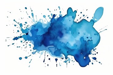 Isolated Blue Watercolor Aquarelle Splash White Background Artistic Touch Generative AI