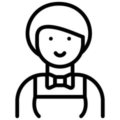 waitress illustration icon design with outline
