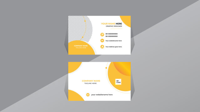 creative business card Template professional card design with image holder and Clean gradient coler geometric shape.	
