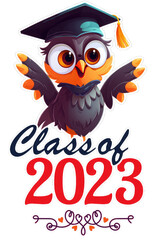 Class of 2023 graduation owl designs. Transparent PNG. Created with generative AI technology.