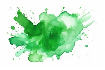 Green Aquarelle Watercolor Splash Isolated Design Feature White Background Generative AI