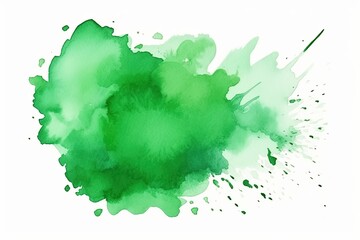 Aquarelle Watercolor Green Splash Isolated Artistic Touch White Background Generative AI