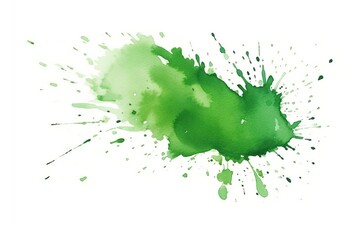 Aquarelle Watercolor Green Splash Isolated White Background Design Accent Generative AI