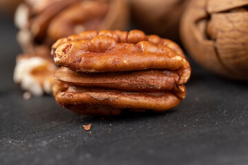 fresh crop of pecans on the surface