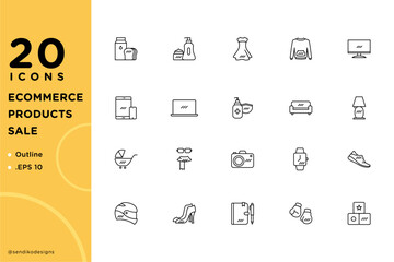 E-commerce Online Shop Icons Outline