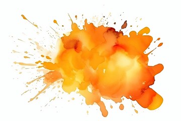 Watercolor Aquarelle Orange Splash Isolated White Background Design Element Generative AI