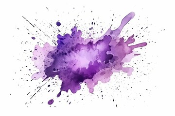 Watercolor Aquarelle Purple Splash Isolated Artistic Touch White Background Generative AI