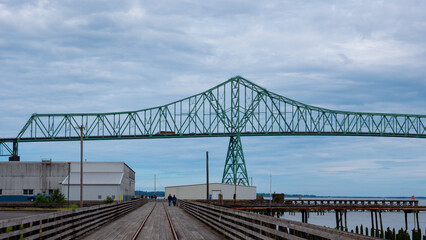 Fototapeta na wymiar Bridge. Road bridge at industrial zone. Bridge made of structural steel. industrial zone.