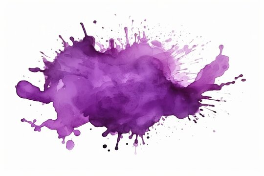 Watercolor Aquarelle Purple Splash Isolated Design Element White Background Generative AI