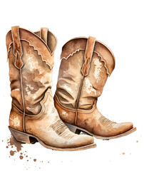pair of western boots isolated, ai art