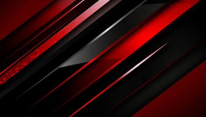 Obraz premium High contrast red and black glossy stripes. Abstract tech graphic banner design. Generative ai