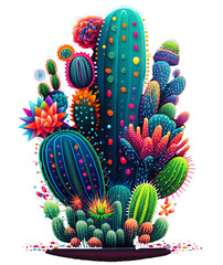 Obraz na płótnie Canvas colorful cactus isolated, watercolor, ai art