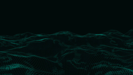 Cyber surface waving closeup. Abstract sci-fi concept. Seamless loop animation rendered 