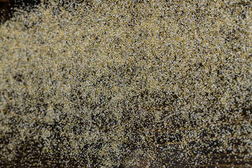 Scattered dry corn flour for cooking porridge