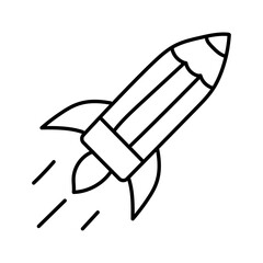 Creative Acceleration, Innovation Launch, Fast Sketching, Creative Propulsion, Rapid Design. Vector line icon with editable stroke. Pixel perfect.