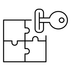Critical Access Solutions, Secure Keying, Lock & Key Puzzle, Complex Access Management, Keyhole Puzzle vector line icon with editable stroke.