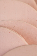 delicious fresh boiled sausage on a cutting board