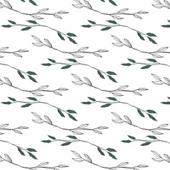 Two-color vector floral pattern. Design for wallpaper, wrapping paper, background, fabric. Vector seamless pattern with decorative climbing flowers.