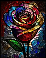 Rose stained glass flower made with ai