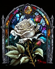 Rose stained glass flower made with ai