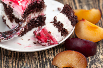 Delicious puff pastry with chocolate biscuits and berry flavor