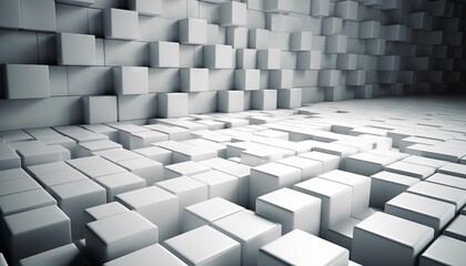 illustration of a white and grayish cubic construction block background. Generative ai
