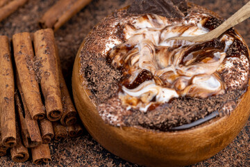 Fresh Yogurt with added chocolate for chocolate flavor