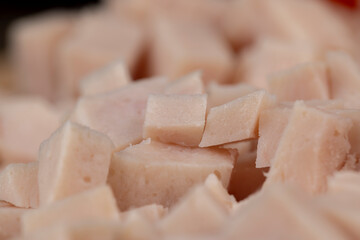 Sliced fresh chicken ham from meat