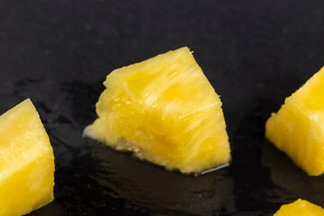 Sliced delicious ripe pineapple yellow, close up