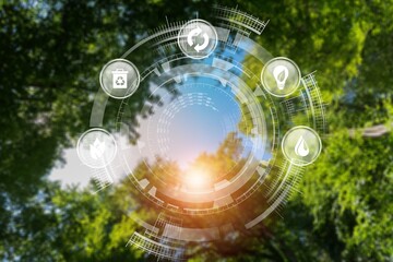 Net-Zero concept. Green nature background.