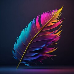 Neon feather. Generative AI